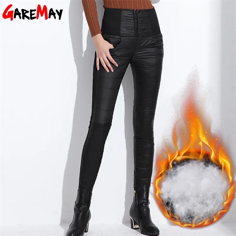 Зимние женщины вниз брюки плюс размер бархатные брюки утолщение тонкие термические женские теплые брюки длиной высокие талии штаны LJ201029