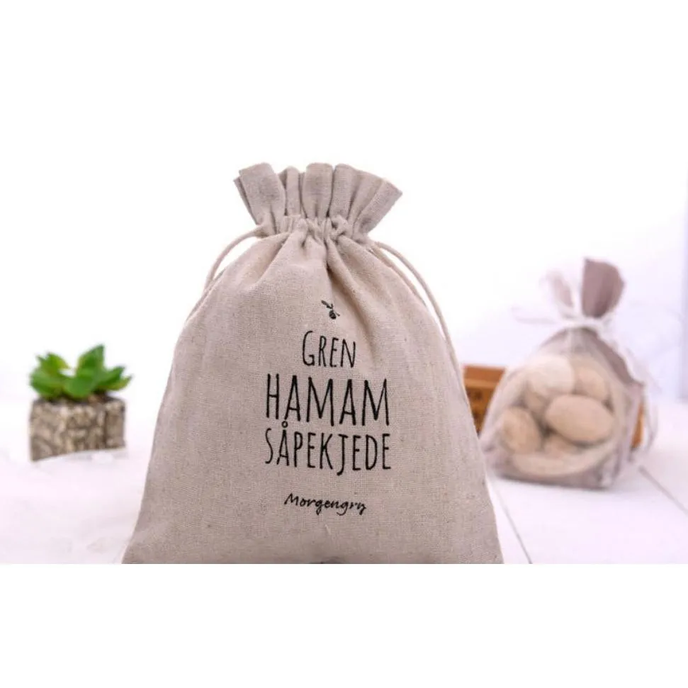 natural linen gift drawstring pouches 8x11cm 9x12cm 10x15cm pack of 50 party sack soap makeup jewelry gift packaging bags