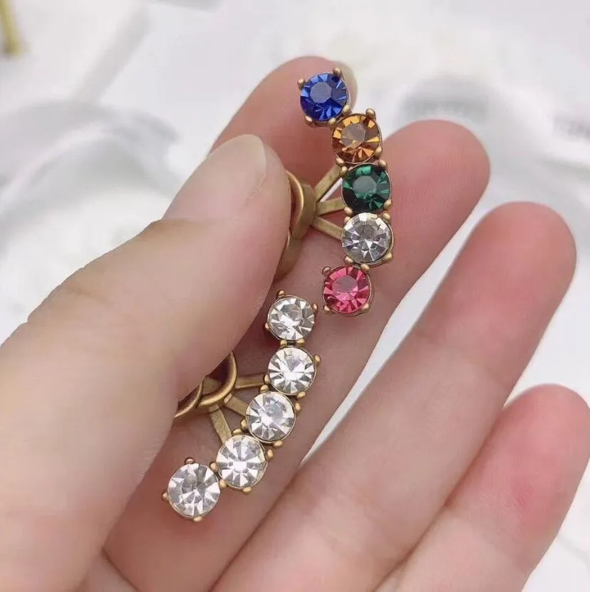 2020 new retro colored diamond seiko high quality letter earrings simple earrings female earrings fast delivery