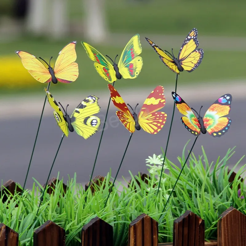 Lot de 50 papillons colorés de 7 cm pour la décoration de jardin sur des  bâtons de papillon