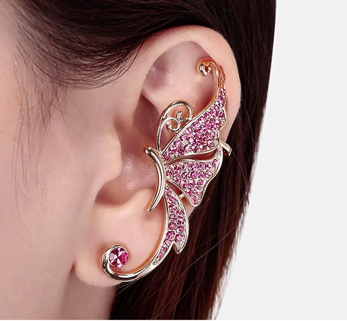 18K GOld Silver Diamond Earrings Butterfly Ear Cuff No Pierced Ear Clip Earrings Fashion Jewelry Earring Ear Cuff for Women
