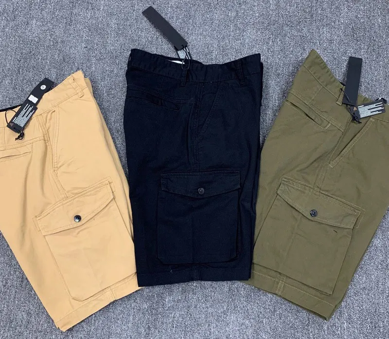 23SS Vår Sommar Cargo Shorts Herr Kvinnor Militärstil Bomull Multi Pocket Casual Kompass Badge Broderi 042501