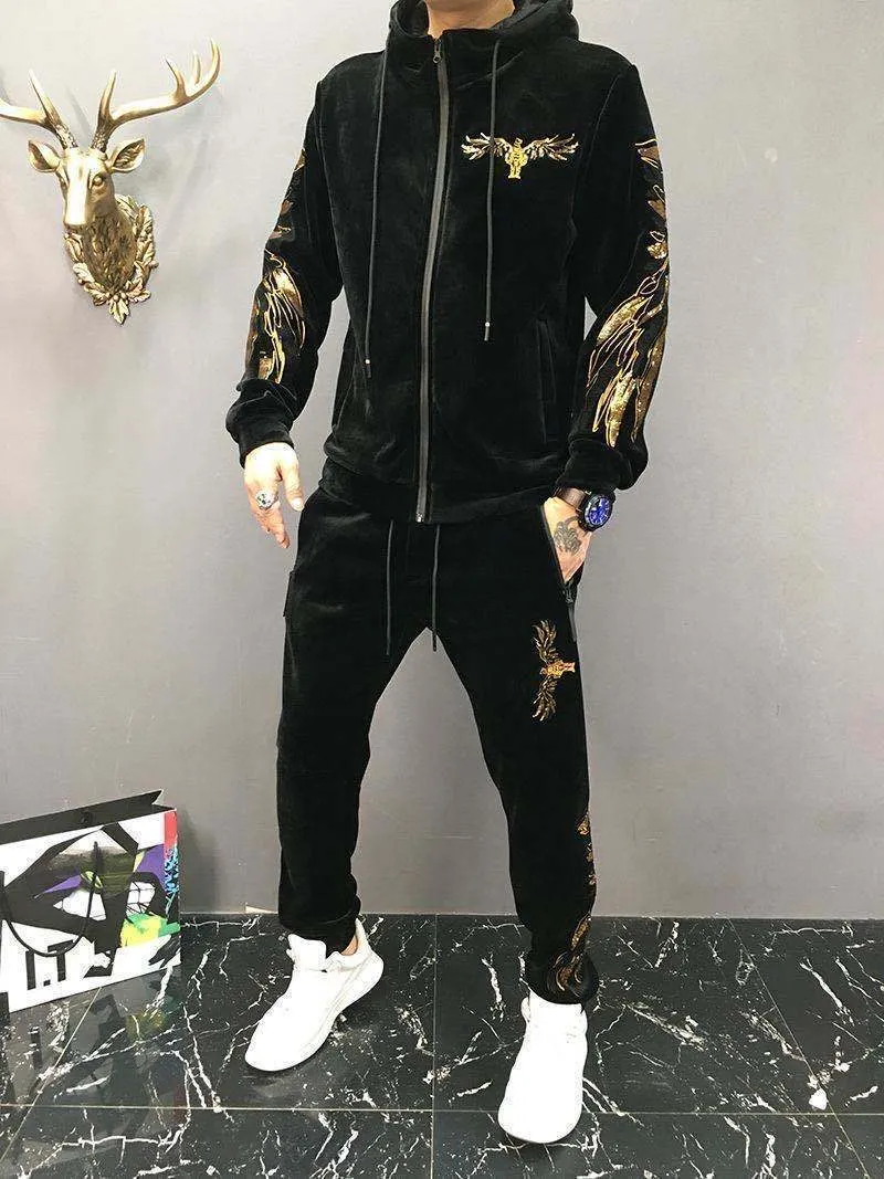 Gold velour tracksuit sales mens
