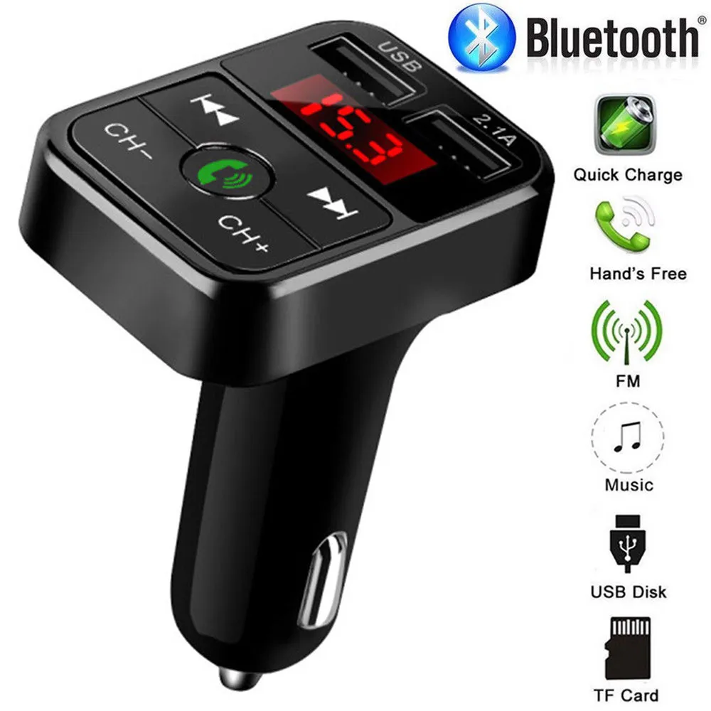 Dual USB Bluetooth Car Kit Charger For Samsung Xiaomi IPhone With FM Transmitter Handfree Disc/TF Card Play Music