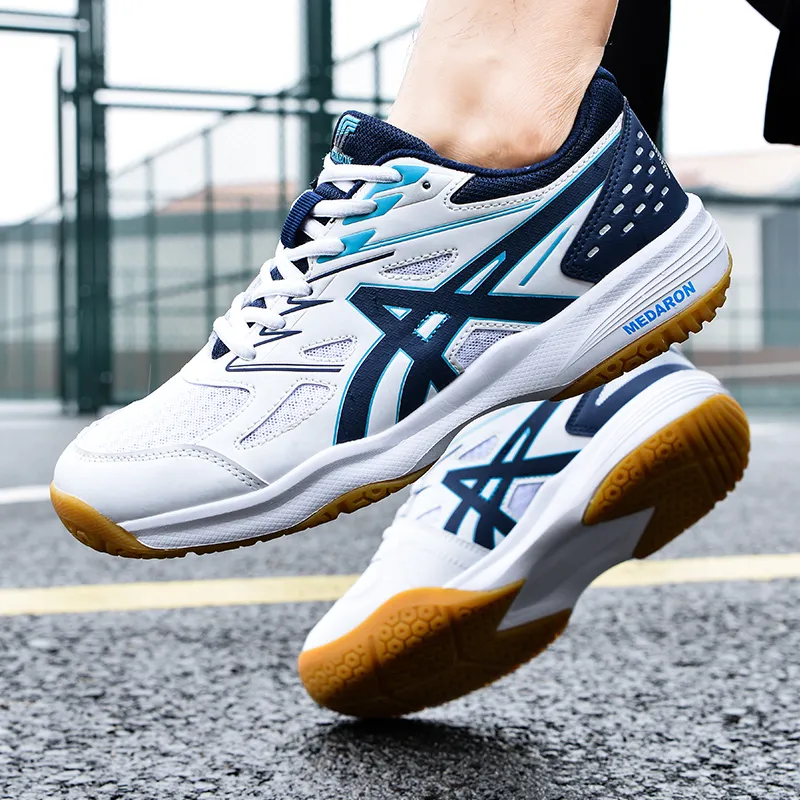 2024 Breathable Tennis Shoes for Men Women Indoor Badminton Volleyball Sneakers Genuine Leather Upper PU Insole Outsole Sport Training Shoes
