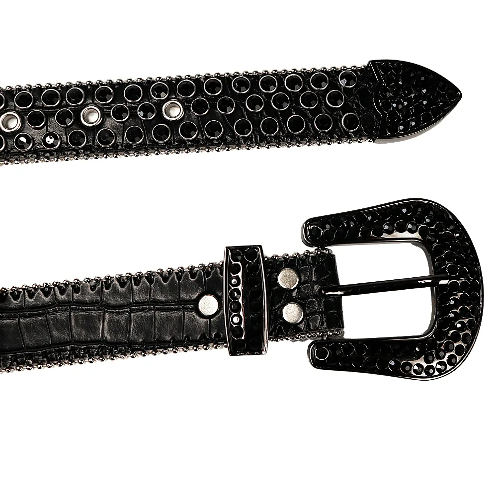 Vintage Western Rhinestones Belt Removable Buckle  Cowgirl Bling Leather Crystal Studded Belt For Women Men