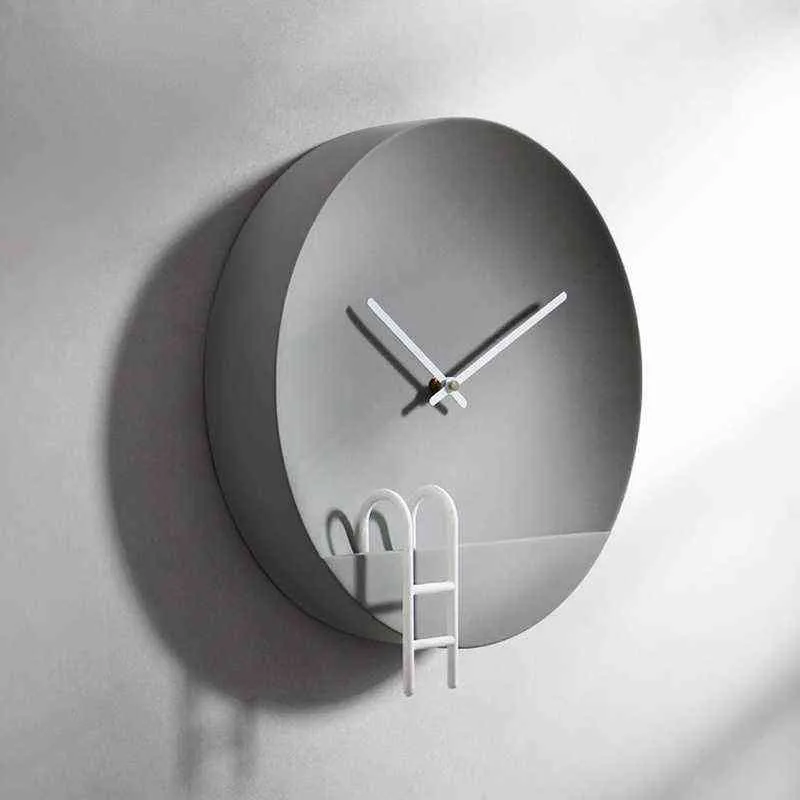 Coréen Mouvement Silencieux Horloge Murale Salon Rond Minimaliste Décor Unique Horloge Murale Ciment Horloge Murale Chambre HX50WC H1230