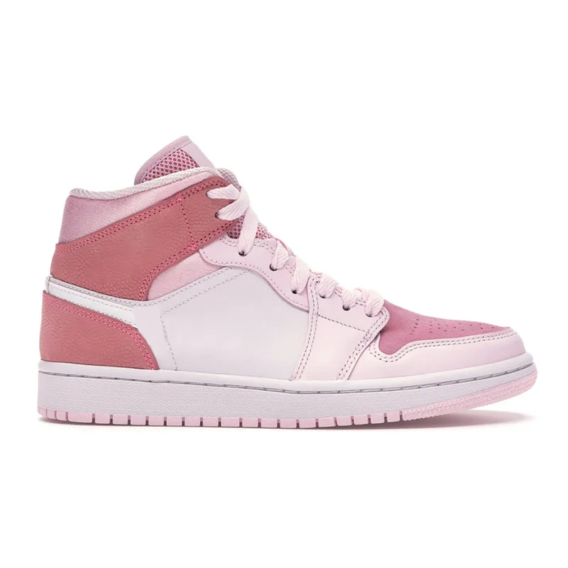 2020 kvinnor män basket skor digitala rosa 1s jumpman 1 mitten vit mode kvinnor tränare sport sneakers storlek 5.5-11