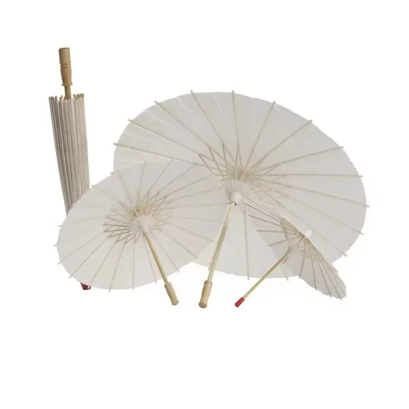 23.6 inch Handmade Diameter 60cm Plain White Color Chinese Small Oilpaper Umbrella Parasols Wedding Decoration