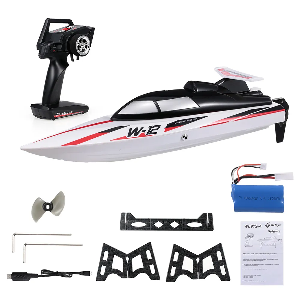 Wltoys WL912-A 2.4G RC Racing Boat 35km / h Höghastighet RC Båt 390 Motorkapslar Skydd Fjärrkontroll Toöer Gift för barn