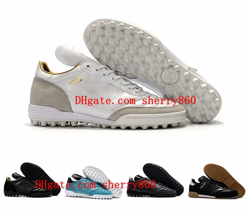 2021 Chaussures de football pour hommes de qualité Crampons Mundial Team Modern Craft Astro GOAL Bottes de football en salle Noir / Blanc Scarpe Da Calcio