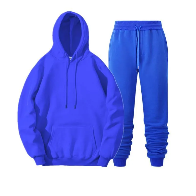 2020 New Tracksuit Men Brand Male Solid Hooded Sweatshirt+Pants