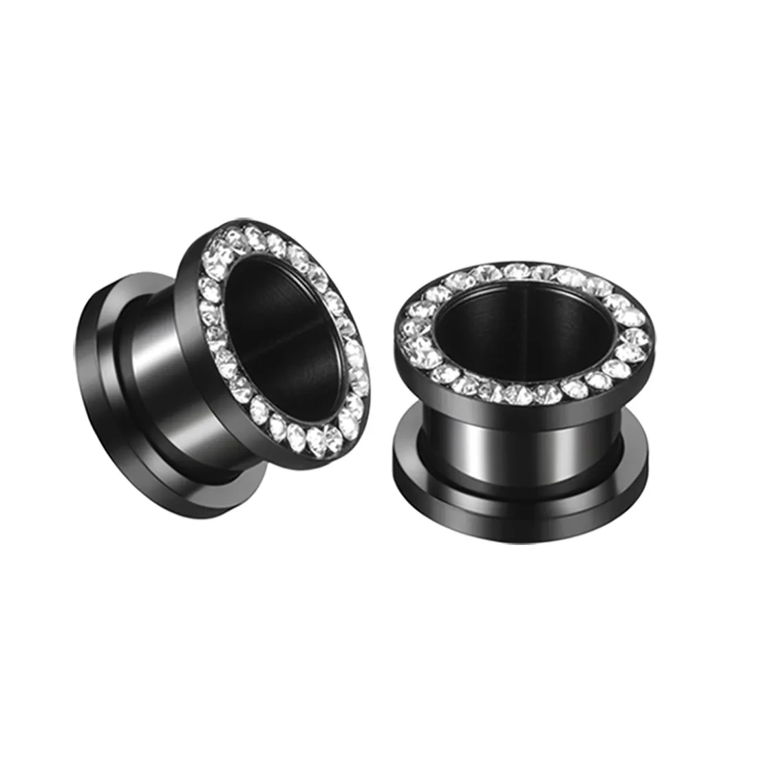 Tapones para los oídos y túneles de cristal de acero inoxidable 316L, Piercings para las orejas, expansor de pendientes atornillados, medidores de oreja, Piercings de joyería para el cuerpo