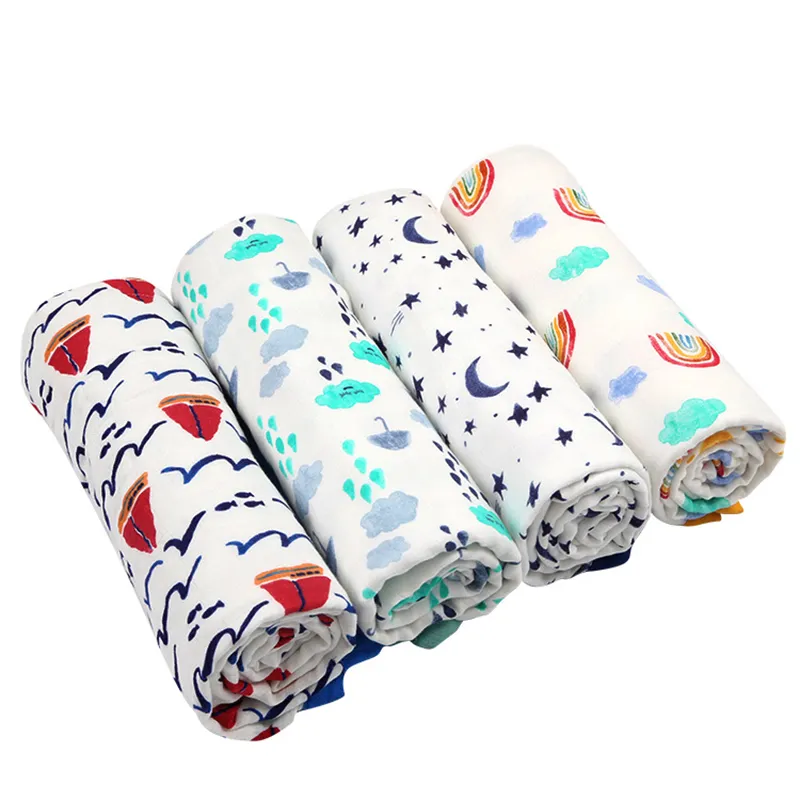 2 camadas Bebê cobertor Vestes para recém-nascidos Bamboo Fibra Algodão Muslin Swaddle para a folha de cama infantil Play tap Kids Bath Towel