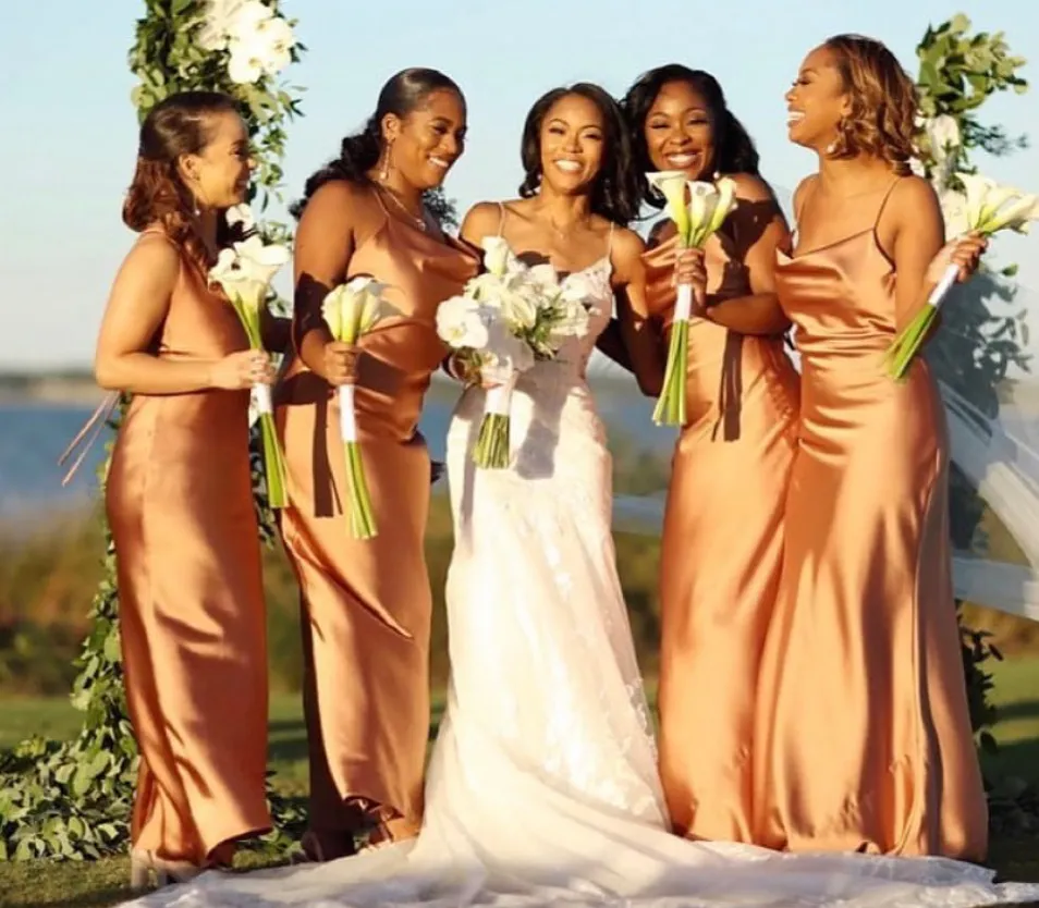 Spaghetti Strap Wedding Wedding Wedding: Elegante Vestido Formal De Línea A  Para Invitados De Damas De Honor Junior Satinado En Forma De Seda, Vestido  De Fiesta De Bodas En El Campo De, image size:954x834