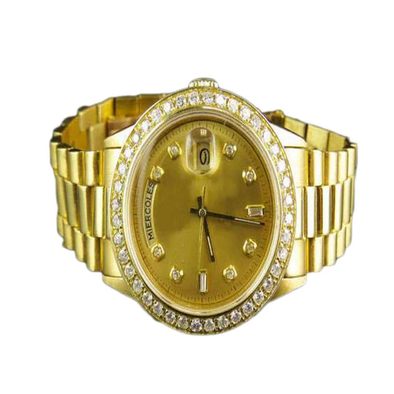Luxus-Armbanduhr, 18 Karat Gelbgold, Präsidenten-Tag-Datum, 41 mm, Diamantuhr, automatische Herrenuhr, Top-Qualität