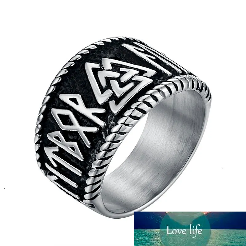 Partihandel norrö viking rune odin symbol ring rostfritt stål smycken klassisk keltisk knut amulet ring motorcyklist mens ringar gåva