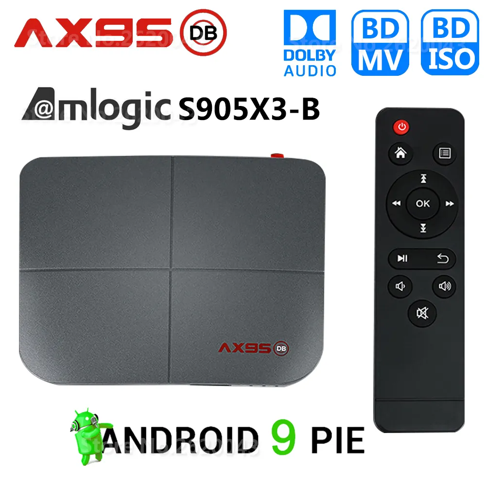 AX95 DB Amlogic S905X3-B Smart Android 9.0 TV Box 4 ГБ ОЗУ 32 ГБ 64 ГБ 128 ГБ ROM 4K HD Set Top Box Поддержка Dolby Blu-Ray BD MV ISO