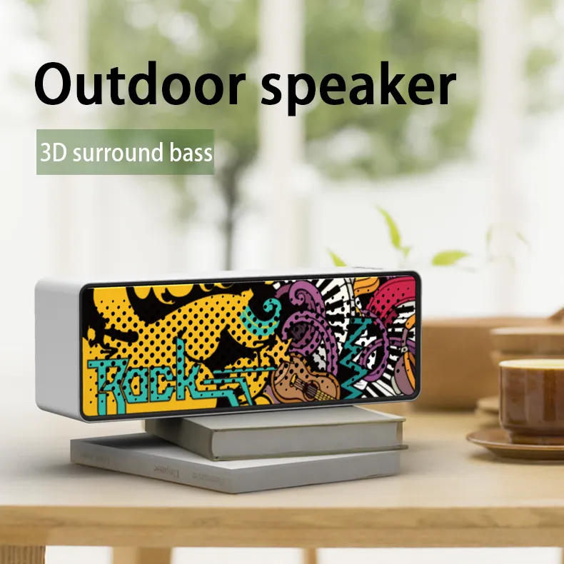 F2 Trådlös Bluetooth-högtalare Vattentät Bärbar kolonn Subwoofer Stereo 3D Digital Sound Speaker Outdoor Graffiti Soundbox