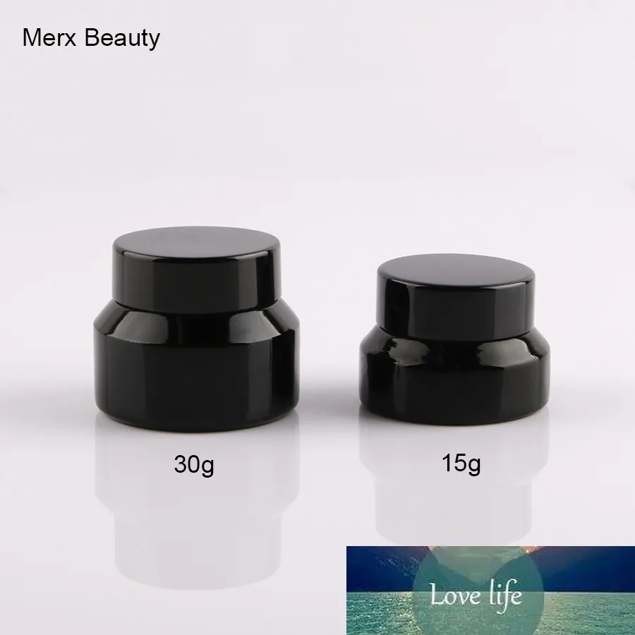 En gros 10 pièces 15g/30g brillant noir bouchon à vis couvercle couvercle verre pot cosmétique crème conteneur maquillage récipient vide