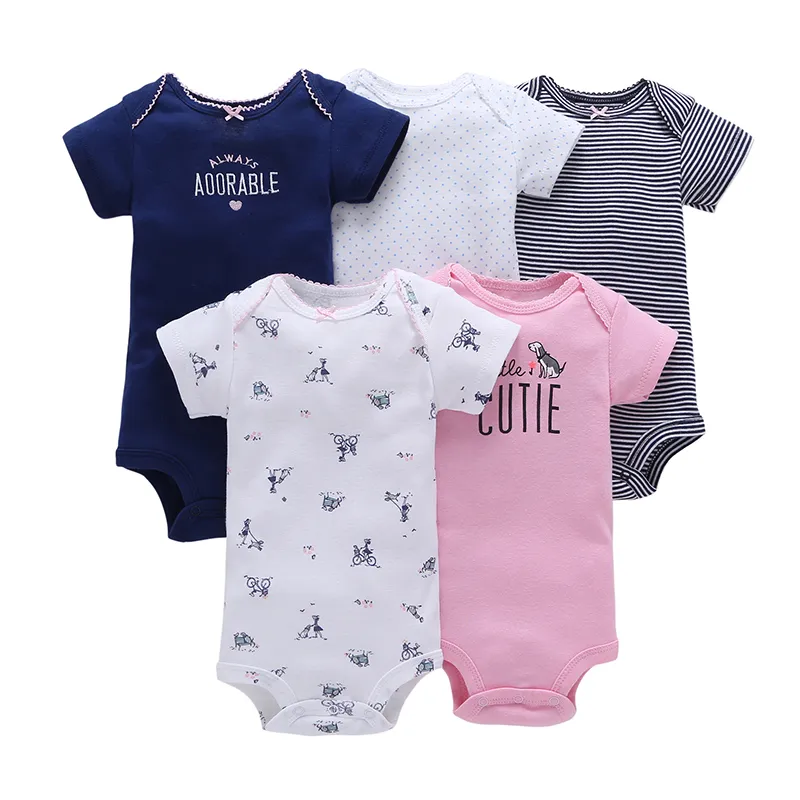 short sleeve o-neck bodysuit for baby girl boy summer clothes newborn body suit fashion 2019 new born bodysuits 5pcs/set cotton