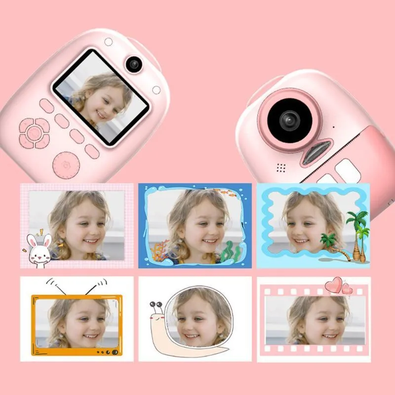Cartoon portatile per bambini Mini fotocamera digitale stampa automaticamente lo schermo fotografico LJ201105