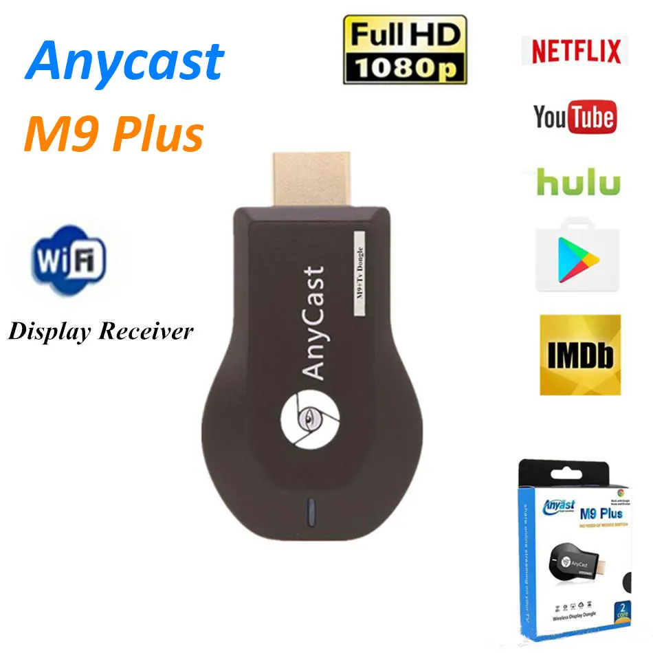 Anycast M9 Plus Wireless WiFi عرض دونغل استقبال RK3036 ثنائي النواة 1080P HD TV عصا العمل مع Google Home و Chrome YouTube Netflix