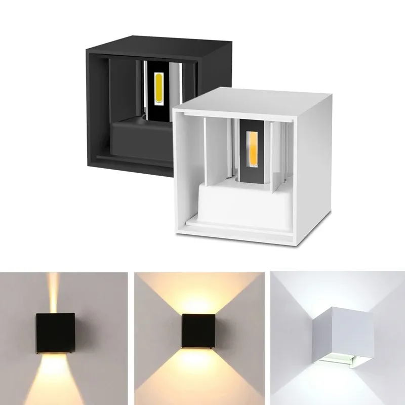 Lâmpada de parede LED IP65 À Prova D 'Água 6W 12W Interior e Ao Ar Livre Ajustável Luz Ajustável Pátio Patamar Corredor Quarto Sconce