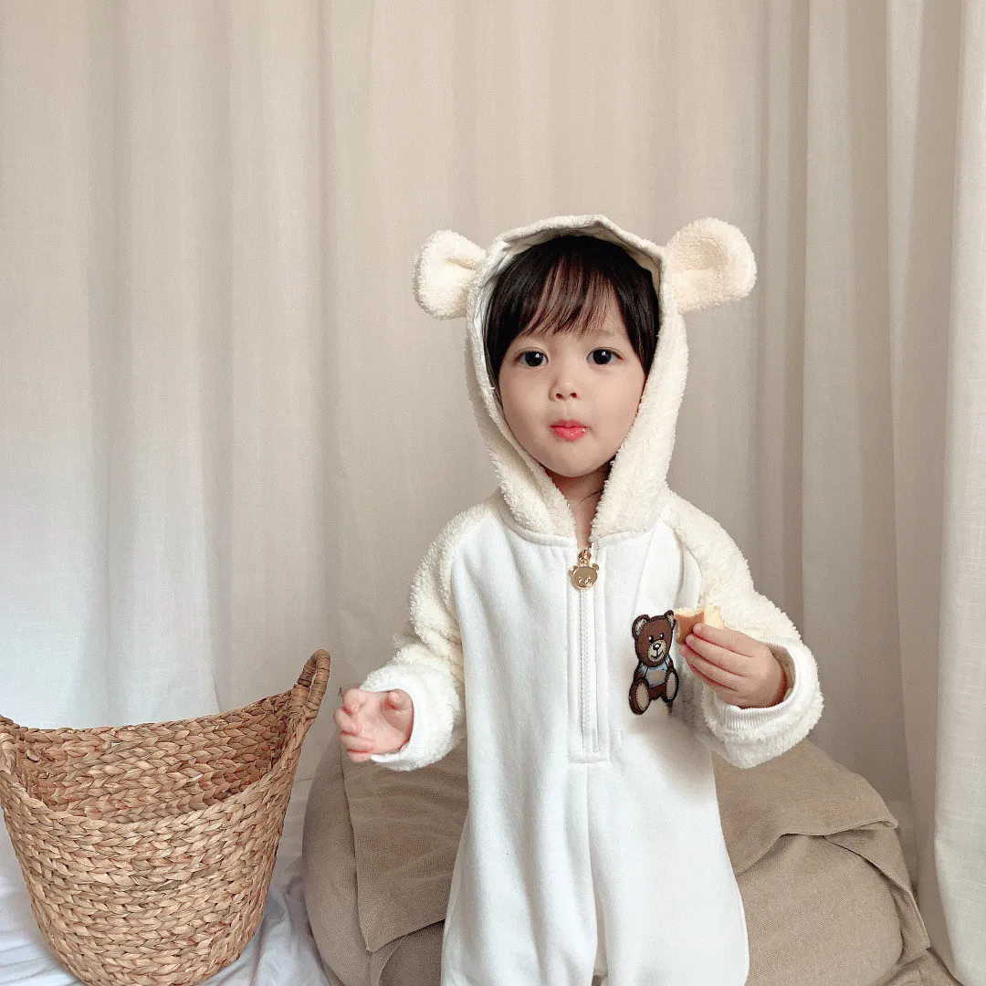 日本育児正規販売店 かわいい赤ちゃん男の子女の子ロンパース冬の幼児体フリースフード付きジャンプスーツ新生児の柔らかい暖かい漫画の服 以上送料無料 ベビー キッズ マタニティー ベビー キッズ服 Viskasprekybai Lt