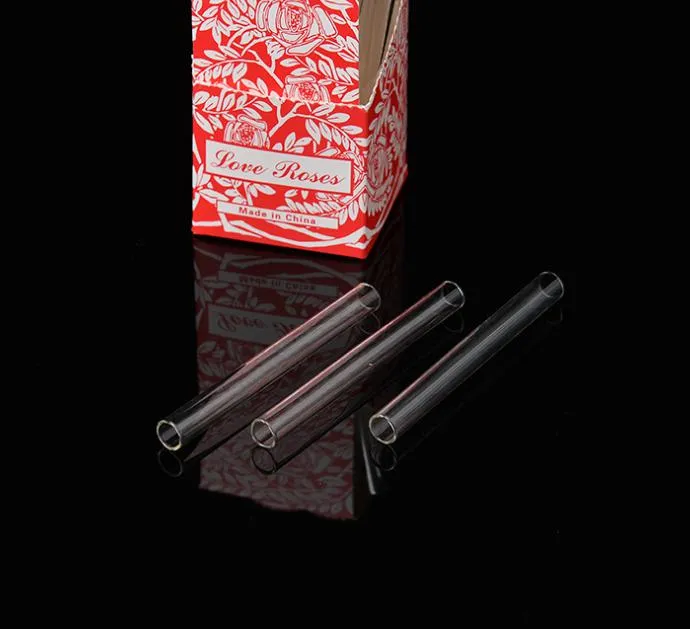 Glass Love Rose Glasröhre mit Kunststoffblume im Inneren, 36 Stück in einer Box, Glasrauchpfeife, Tabakpfeifenrauch