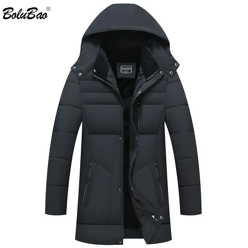 BOLUBAO Inverno Uomo Marca Tinta unita Parka con cappuccio Uomo Parka lungo di alta qualità Casual Parka con cappuccio Capispalla 201119