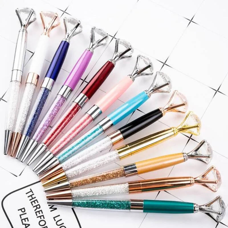 Wholesale Large Diamond Metal Ballpoint Luxury Big Crystal Diamond Ballpoint Metal Pen Crystal Pen Business Gift Wedding Favor LX3792