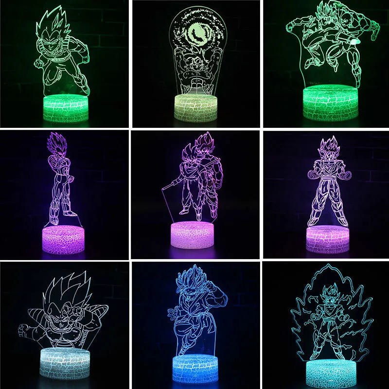  Z Figure Goku Vegeta Broly Anime Night Light LED Children Night Lamp for Bedroom Home Decor LED 3D Light Anime Gifts