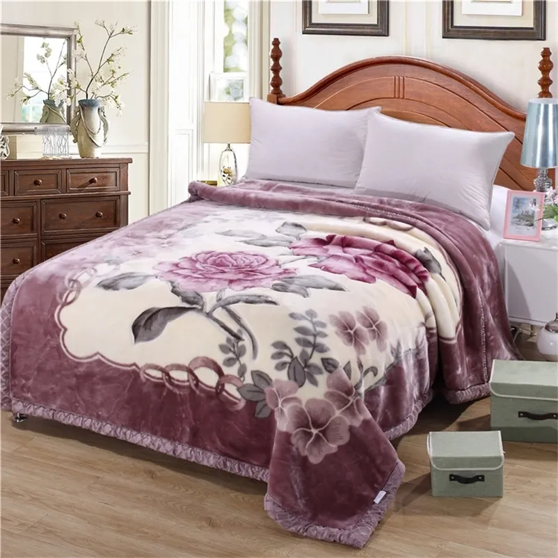 Couverture double couche hiver s pour lits super doux moelleux lourd chaud épais double queen size raschel vison s 201222