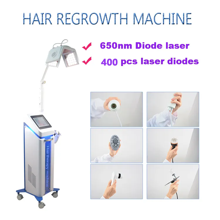 Ny 650nm Hårtillväxt Maskinförlustbehandling Hår-Regrowth Laser Skönhetsmaskiner Kam Borste Cap 5 Handtag