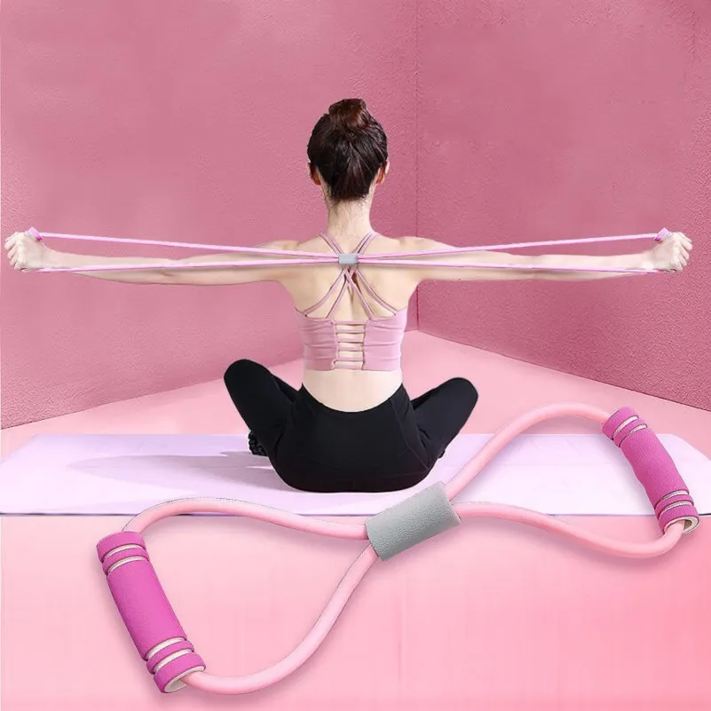 8-type Stretcher Resistance Band Household Fitness Elastic Belt Yoga Open Shoulder Artifact Back Neck Stretching Equipment