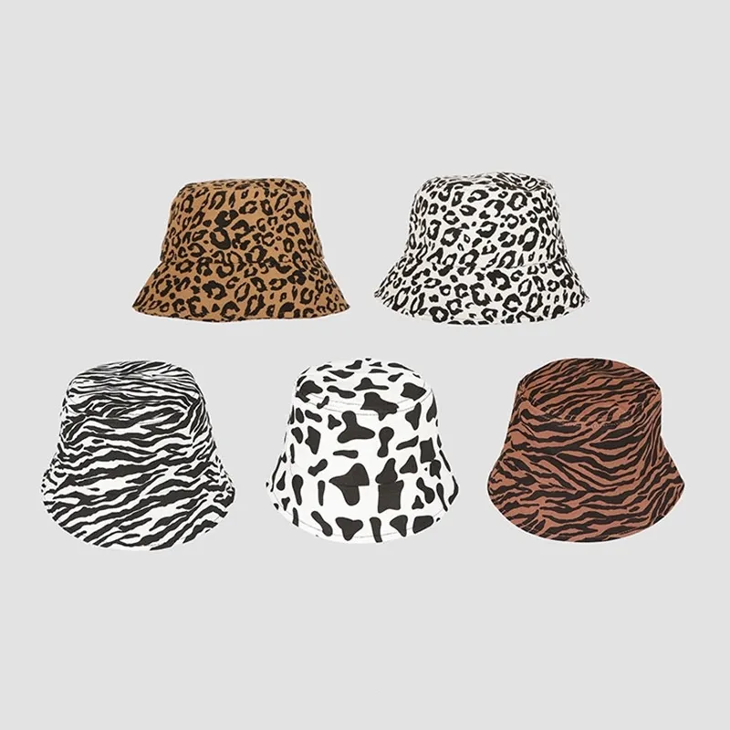 Chapeau seau pour femmes, nouveau Style, noir, blanc, motif léopard zèbre, casquette de printemps et d'été, Hip Hop, Panama, plage, pêcheur, chapeau de soleil, large cadeau