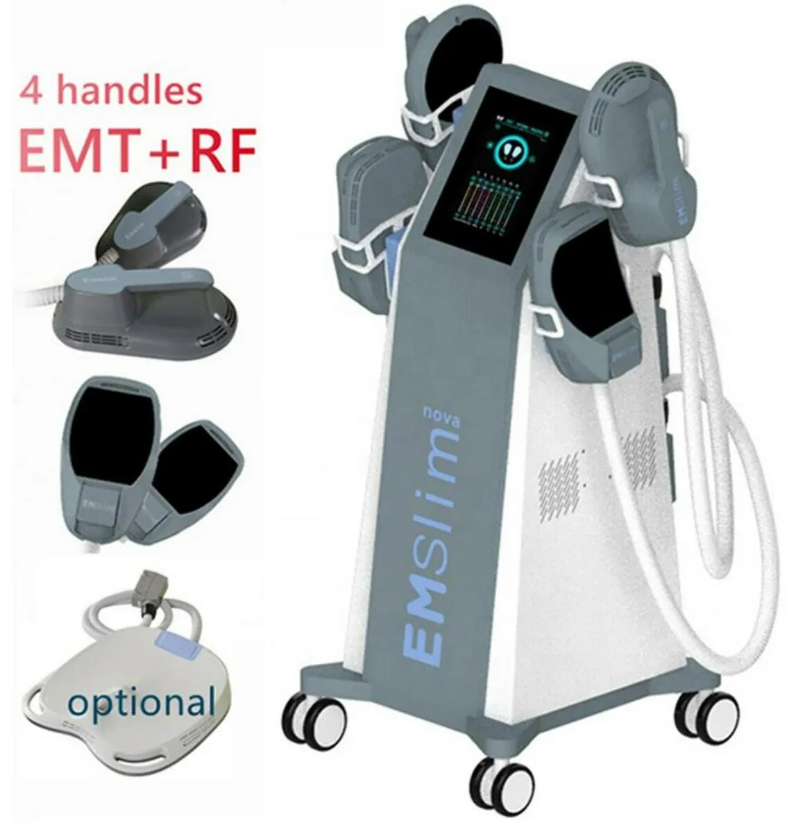 NOUVELLE arrivée 4 poignées 7 Tesla EMS amincissant la stimulation musculaire électromagnétique brûlant les graisses hienmt sculptant l'équipement de beauté RF Fat Removal avec coussin