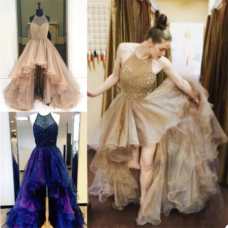 Salut Lo Robes De Soirée Magnifique Ruché À Volants Tulle Appliqué Dentelle Perle Formelle Robes De Bal Sexy Sans Manches Sur Mesure Robe De Demoiselle D'honneur