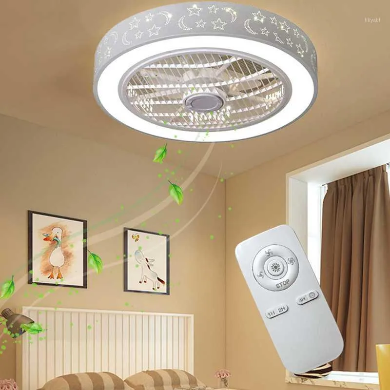 전기 팬 원형 지능형 원격 제어 LED 보이지 않는 천장 선풍기 가벼운 조용한 모터 윈드 램프 침실 식당 램프 1