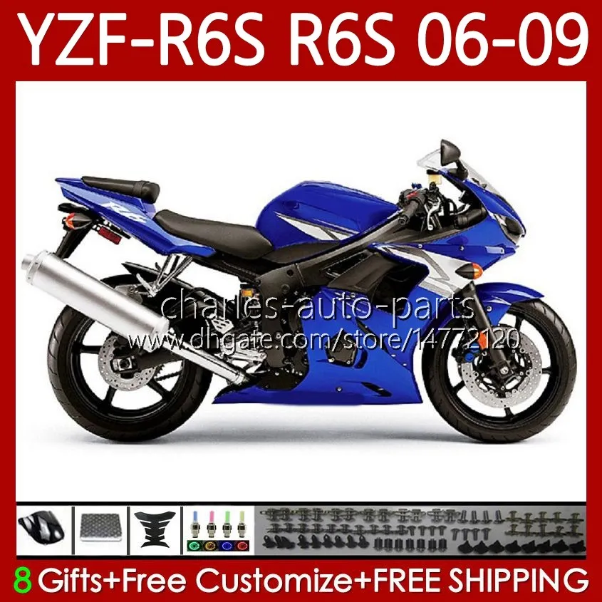 Motorradkarosserie für Yamaha YZF-R6S YZF600 YZF R6 S 600 Stock Blue CC 06–09 Karosserie 96No.81 YZF R6S 600CC YZFR6S 06 07 08 09 YZF-600 2006 2007 2008 2009 OEM-Verkleidungsset