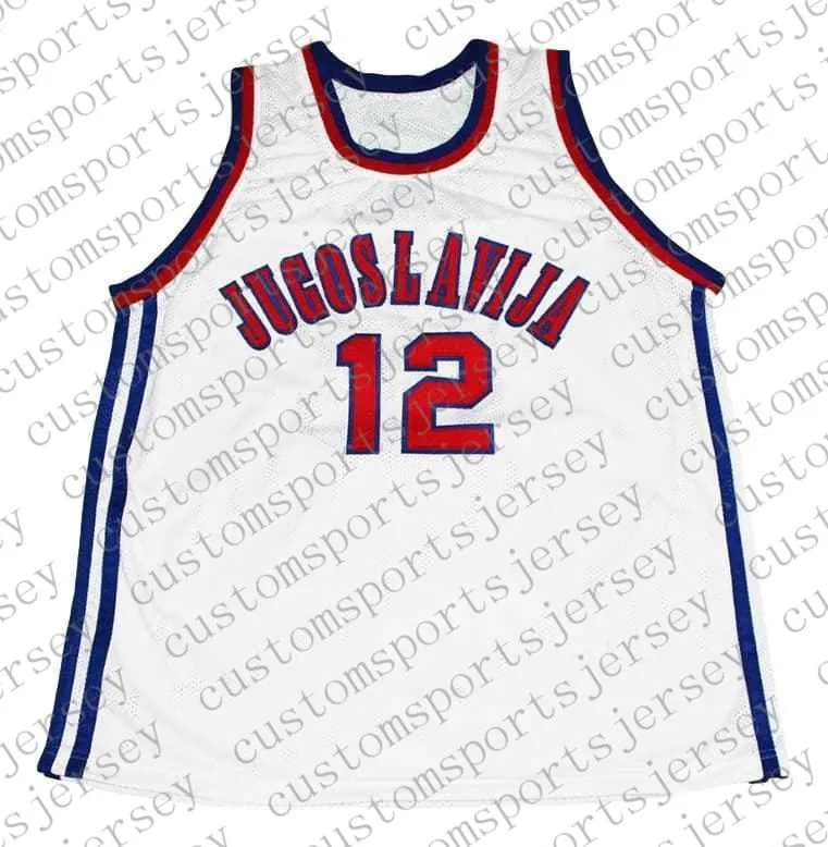Wholesale Vlade Divac #12 Jugoslavija New Basketball Jersey White