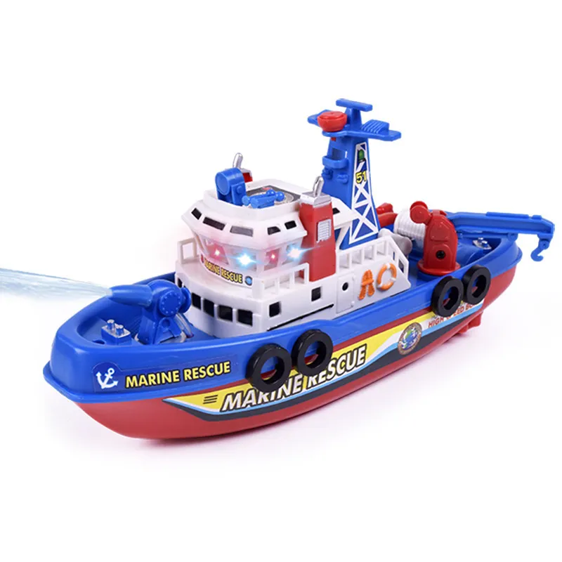 RC Boats Remote Control ship Toys High Speed Music Light Electric Marine Rescue Fire Fighting Boat Non-Remote Toy Kids Xmas Gift