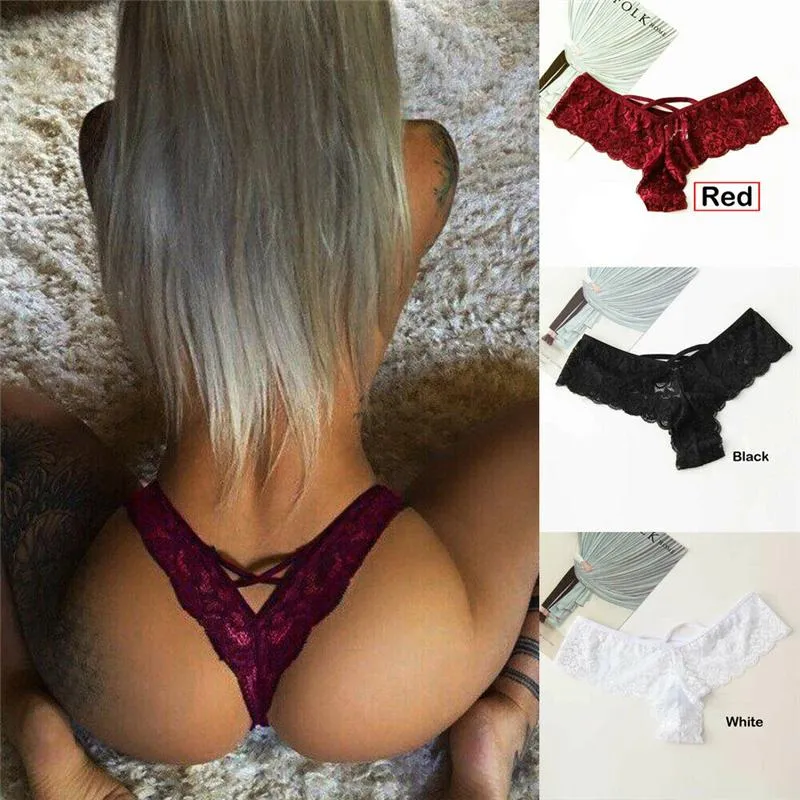 Red 1 Pack Women G String Thongs Sexy Lace Lingeries Briefs High