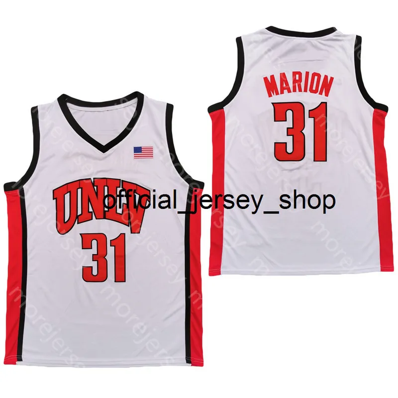 Ny 2020 UNLV Rebels Basketball Jersey NCAA College 31 Marion White All Stitched och Broderi Storlek S-3XL