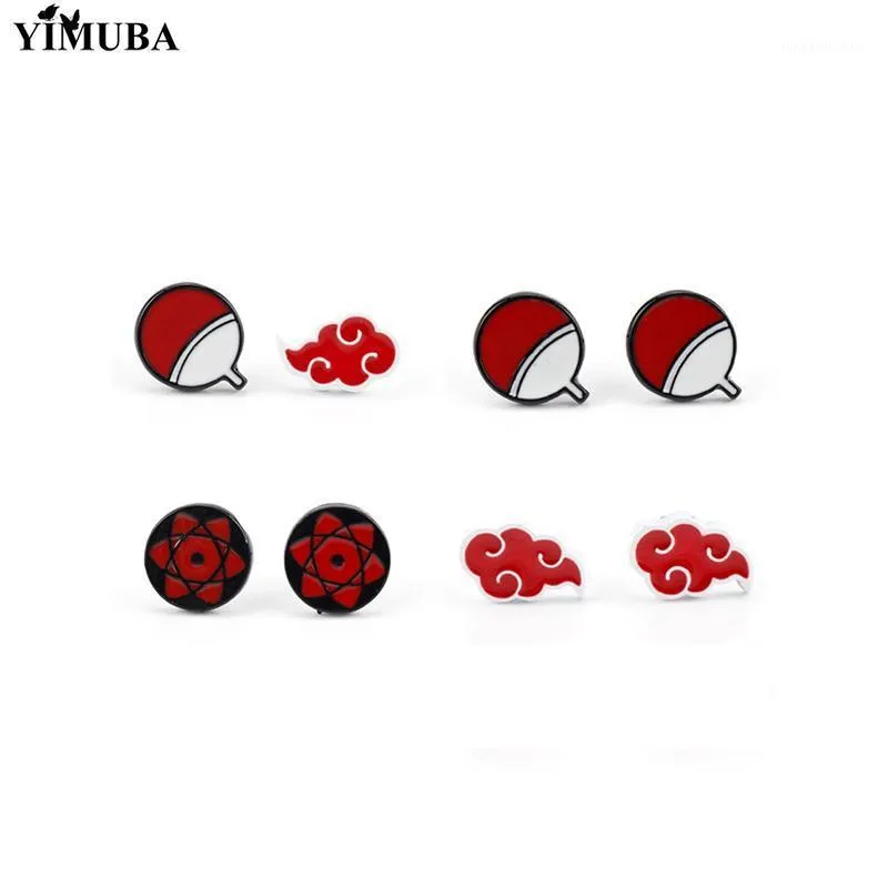 Stud Blood Anime Naruto Shippuden Brincos Desenhos animados Uchiha Itachi  Sharingan Nuvem Vermelho Símbolo Esmalte Metal Brinco Cosplay1