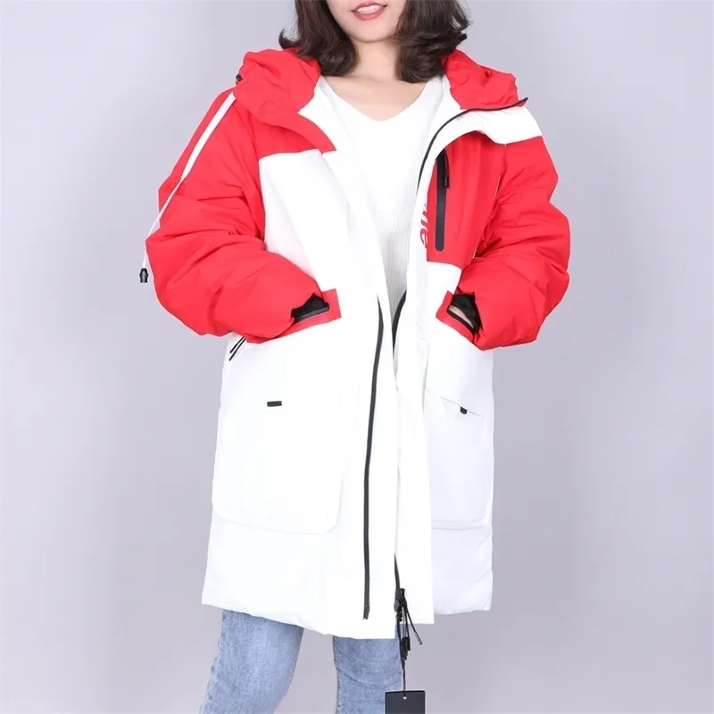 Jaqueta de inverno feminina jaqueta branca longa parka jaqueta de pato impermeável marca streetwear ODDFOX 201029