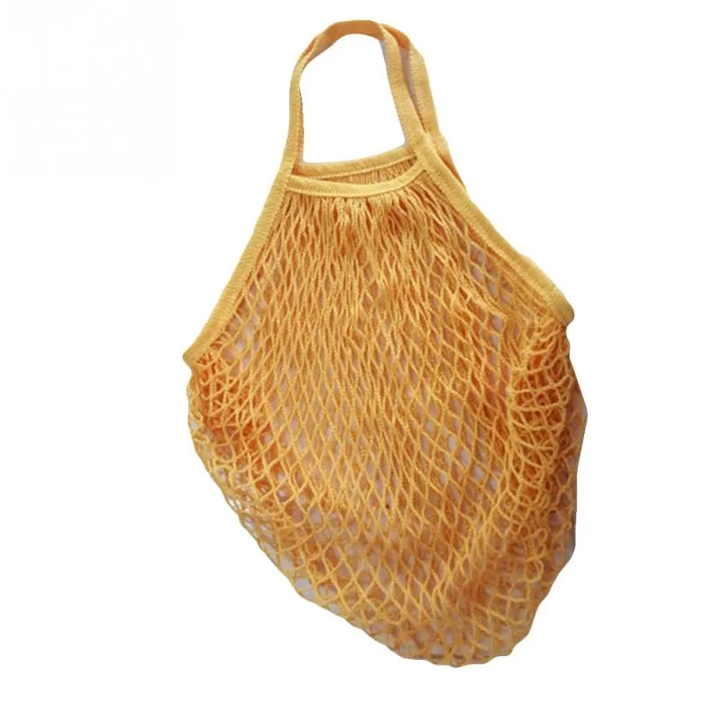 Bolsas de compras reutilizables de la red Fruit String String Shopper Tote Mesh Net Woven Handle Handle Bag Bolsa Mercado Moda
