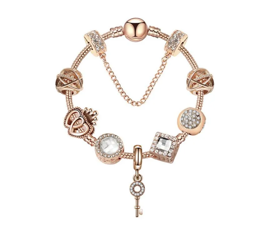 Magische Perlen Armband 925 Silber Pandora Armband Liebesschlüssel Anhänger Magie Perlen Armband Pandora Gold Perlen als DIY Schmuck Geschenke GD909