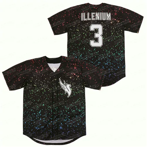 Illenium 3# Baseball Jersey White, Black, Diamond Edition